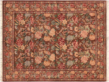 handmade Traditional Nayagra Brown Blue Hand Knotted RECTANGLE 100% WOOL area rug 6x9